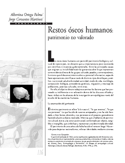 Restos óseos humanos: patrimonio no valorado