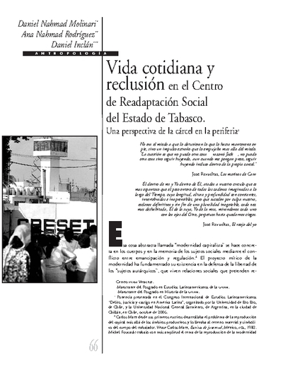 Vida cotidiana y reclusión en el Centro de Readaptación Social del Estado de Tabasco. Una perspectiva de la cárcel en la periferia