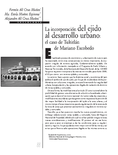 La incorporación del ejido al desarrollo urbano: el caso de Tultitlán de Mariano Escobedo