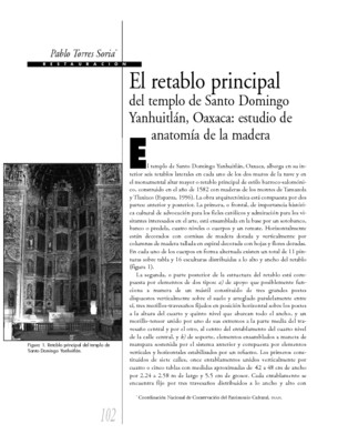 El retablo principal del templo de Santo Domingo Yanhuitlán, Oaxaca: estudio de anatomía de la madera