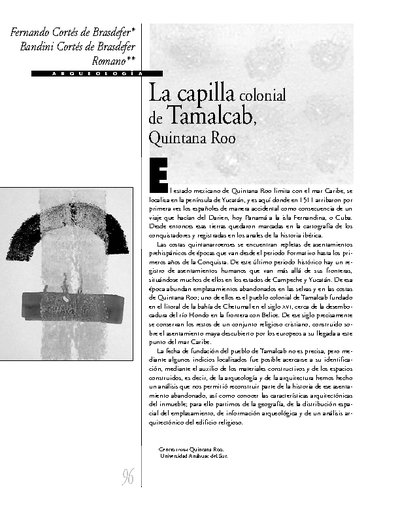 La capilla colonial de Tamalcab, Quintana Roo