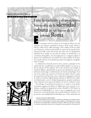 Entre la tradición y el anonimato. Etnografía de la identidad urbana en un barrio de la colonia Roma