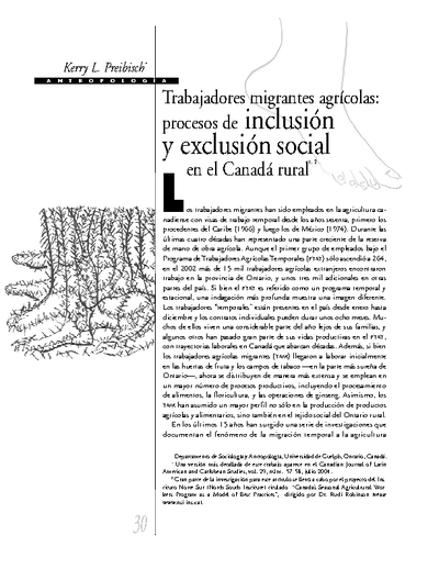 Trabajadores migrantes agrícolas: procesos de inclusión y exclusión social en el Canadá rural