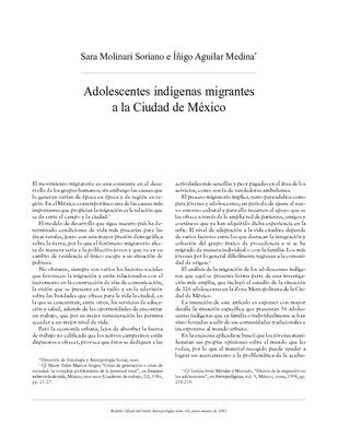 Adolecentes indígenas migrantes a la Ciudad de México