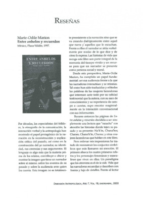 Marie-Odile Marion, Entre anhelos y recuerdos, México: Plaza-Valdés, 1997.