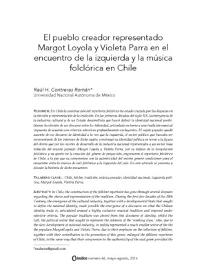 El pueblo creador representado. Margot Loyola y Violeta Parra en el encuentro de la izquierda y la música folclórica en Chile