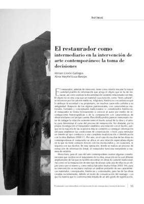 El restaurador como intermediario en la intervención de arte contemporáneo: la toma de decisiones