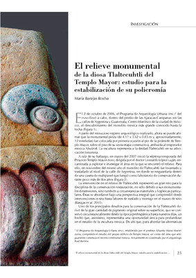 El relieve monumental de la diosa Tlaltecuhtli de Templo Mayor: estudio para la estabilización de su policromía