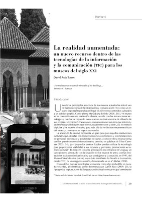 La realidad aumentada: un nuevo recurso dentro de las tecnologías de la información y la comunicación (TIC) para los museos del siglo XXI