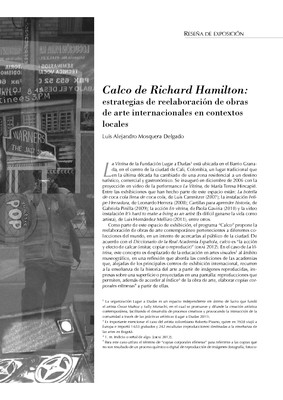 Calco de Richard Hamilton: estrategias de reelaboración de obras de arte internacionales en contextos locales