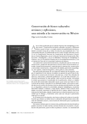 Conservación de bienes culturales: acciones y reflexiones, una mirada a la conservación en México