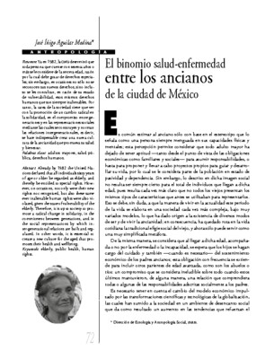 El binomio salud-enfermedad entre los ancianos de la ciudad de México