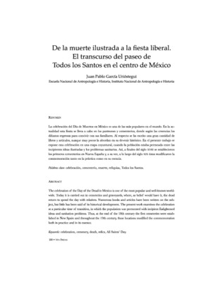 De la muerte Ilustrada a la fiesta liberal. El transcurrir del paseo de todos los santos en el centro México.