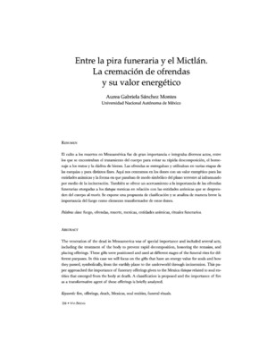 Entre la pira funeraria y el Mictlan. La cremación de ofrendas y su valor energético