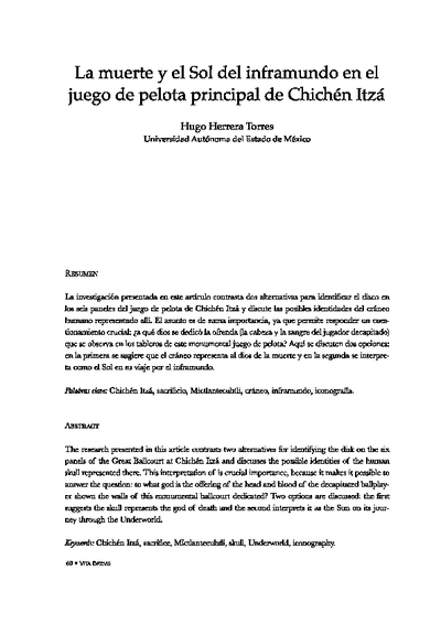 La muerte y el sol del inframundo en el principal juego de pelota de Chichen Itzá