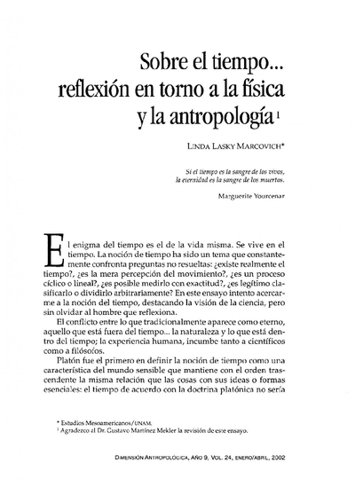 Sobre el tiempo... reflexión en torno a la física y la antropología