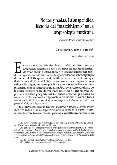 Nodos y nadas. La suspendida historia del "marxitivismo" en la  arqueología mexicana.