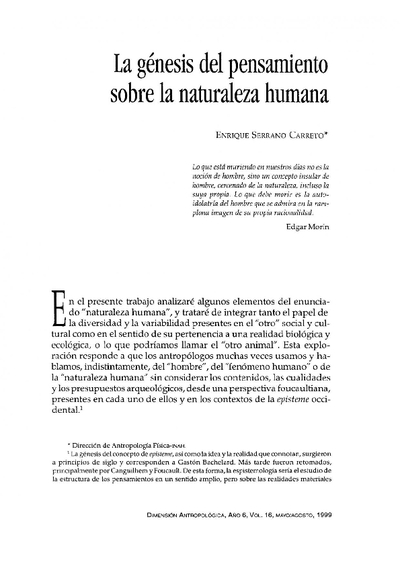 La génesis del pensamiento sobre la naturaleza humana