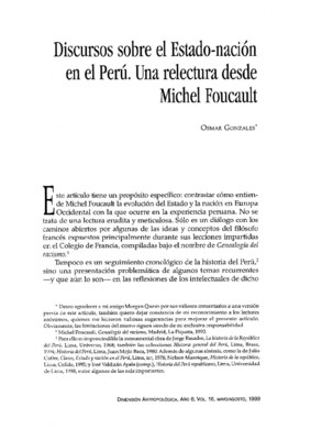Discursos sobre el Estado-nación en el Perú. Una relectura desde Michel Foucault