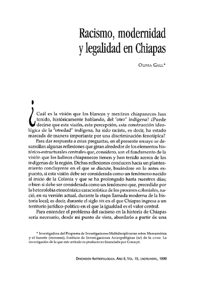 Racismo, modernidad y legalidad en Chiapas