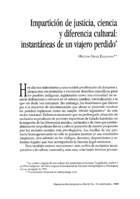 Impartición de justicia, ciencia y diferencia cultural: instantáneas de un viajero perdido
