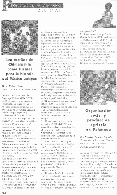 Organización social y producción agrícola en Palenque