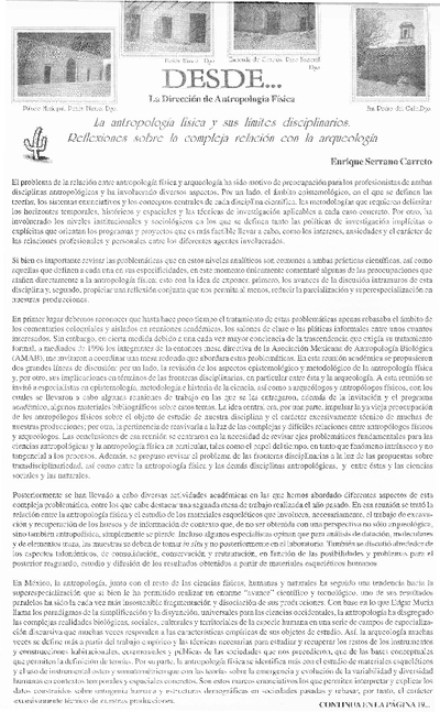 La antropología física y sus límites disciplinarios. Reflexiones sobre la compleja relación con la arqueología