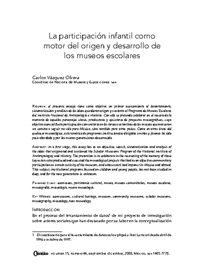La participación infantil como motor del origen y desarrollo de los museos escolares