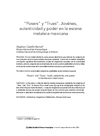 “Posers” y “trues”. Jóvenes, autenticidad y poder en la escena metalera mexicana