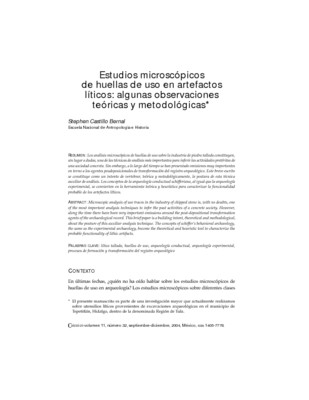 Estudios microscópicos de huellas de uso en artefactos líticos: algunas observaciones teóricas y metodológicas