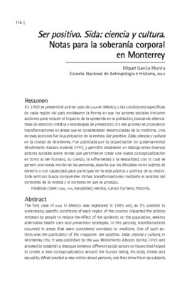 Ser positivo. Sida: ciencia y cultura. Notas para la soberanía corporal en Monterrey