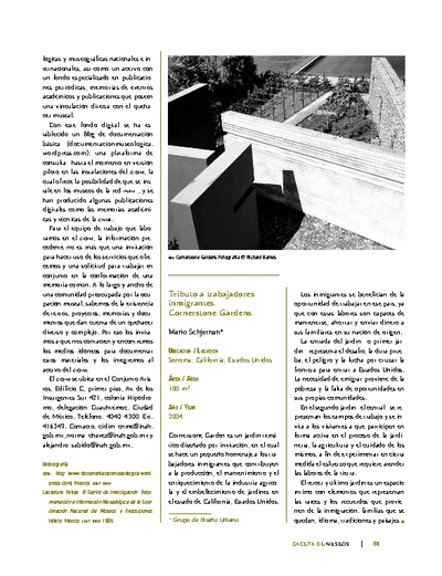 Tributo a trabajadores inmigrantes. Cornerstone Gardens