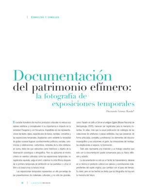 Documentación del patrimonio efímero: la fotografía de exposiciones temporales