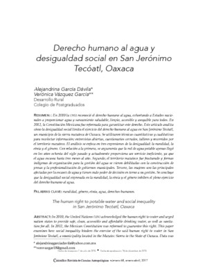 Derecho humano al agua y desigualdad social en San Jerónimo Tecóatl, Oaxaca