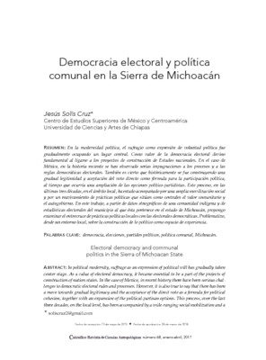 Democracia electoral y política comunal en la sierra de Michoacán