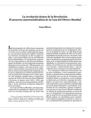 La revolución dentro de la Revolución. El proyecto anarcosindicalista de la Casa del Obrero Mundial