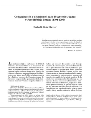 Comunicación y delación: el caso de Antonio Juanas y José Roblejo Lozano (1794-1795)