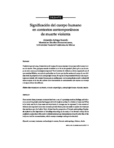 Significación del cuerpo humano en contextos contemporáneos de muerte violenta