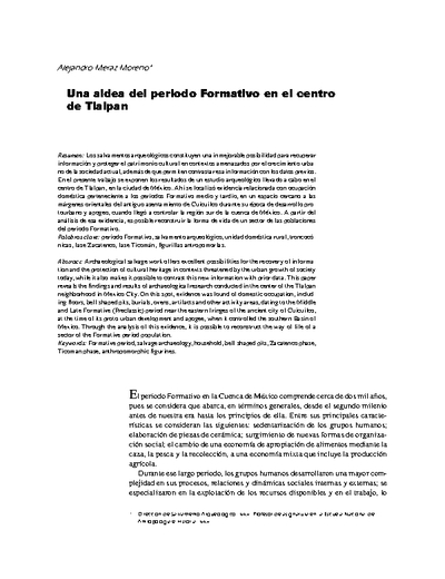 Una aldea del periodo Formativo en el centro de Tlalpan