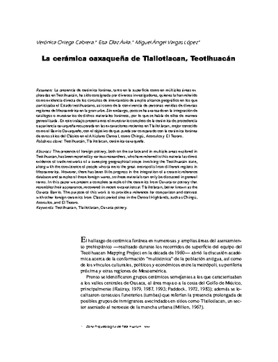 La cerámica oaxaqueña de Tlailotlacan, Teotihuacán