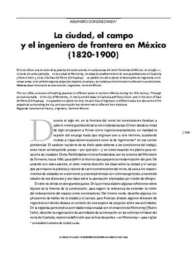 La ciudad, el campo y el ingeniero de frontera en México (1820-1900)