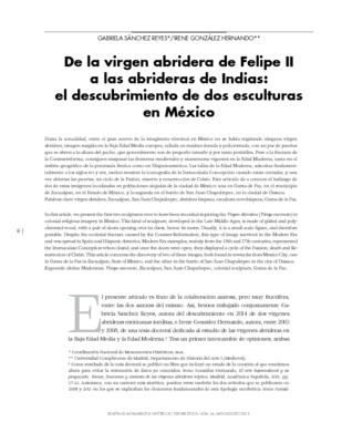 De la virgen abridera de Felipe II a las abrideras de Indias: el descubrimiento de dos esculturas en México