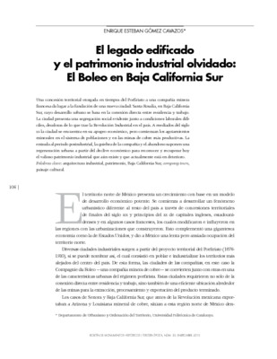 El legado edificado y el patrimonio industrial olvidado: El Boleo en Baja California Sur
