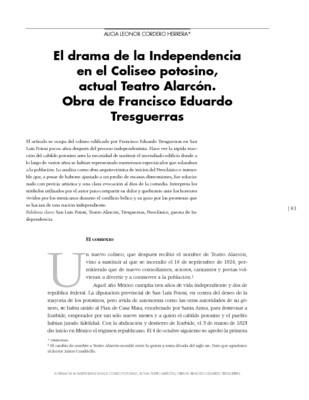 El drama de la Independencia en el Coliseo potosino, actual Teatro Alarcón. Obra de Francisco Eduardo Tresguerras