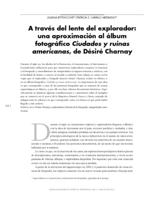 A través del lente del explorador: una aproximación al álbum fotográfico Ciudades y ruinas americanas, de Désiré Charnay