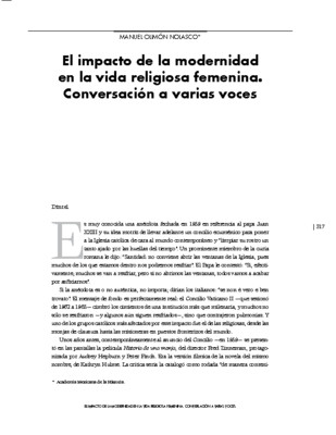 El impacto de la modernidad en la vida religiosa femenina. Conversación a varias voces