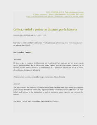Crítica, verdad y poder: las disputas por la historia