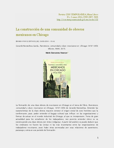 La construcción de una comunidad de obreros mexicanos en Chicago