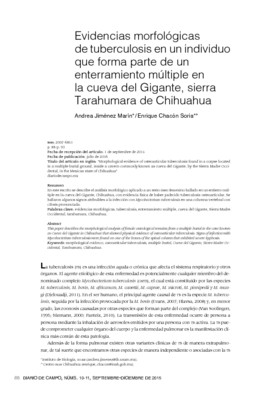 Evidencias morfológicas de tuberculosis en un individuo que forma parte de un enterramiento múltiple en la cueva del Gigante, sierra Tarahumada de Chihuahua