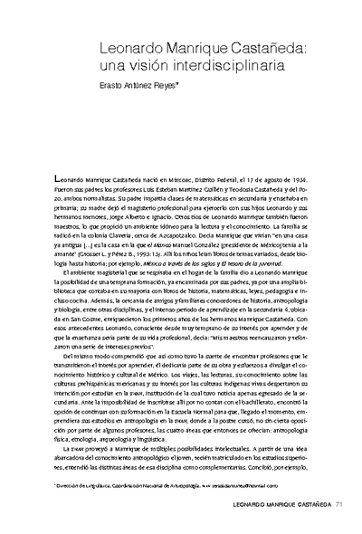 Leonardo Manrique Castañeda: una visión interdisciplinaria
